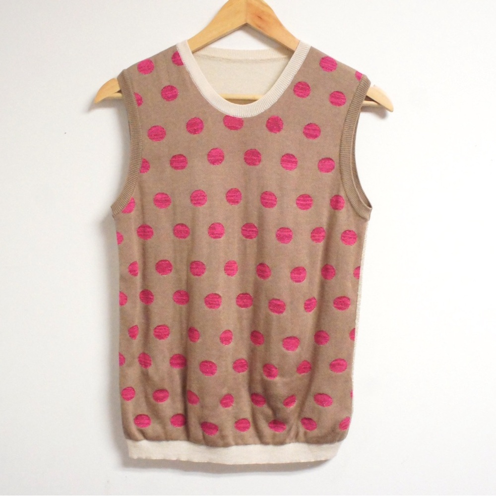 Issey Miyake Brown Glitter Polka Dot Vest From Sample Sale Made in Japan Women S